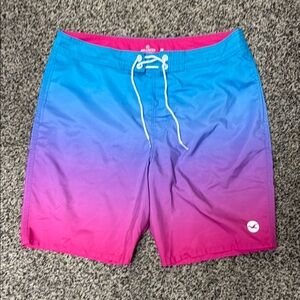 Hollister Blue and Pink Board Shorts with Gradient Design Size 36